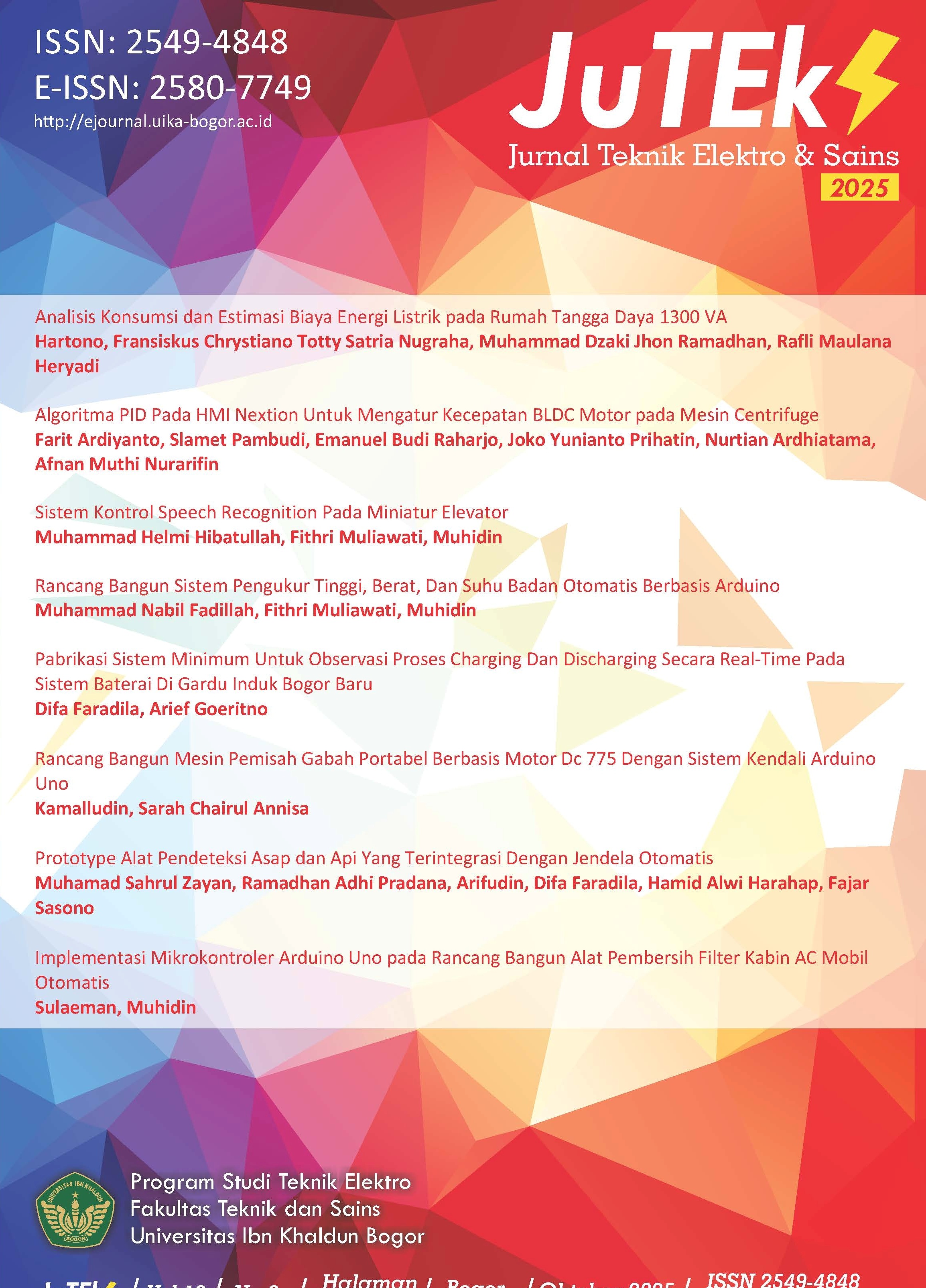 					View Vol. 12 No. 2 (2025): JuTEkS (Jurnal Teknik Elektro dan Sains)
				