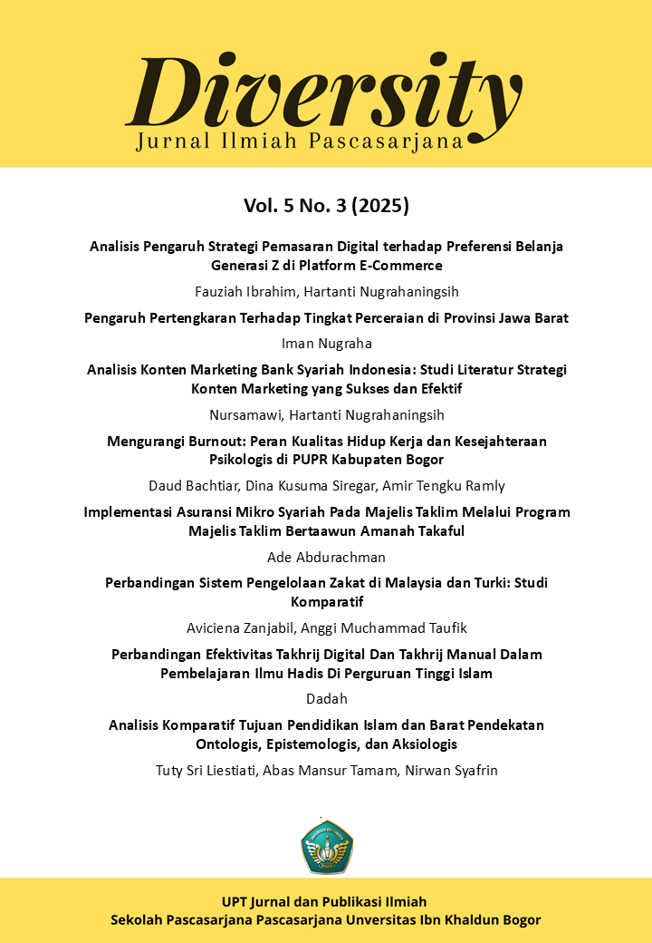					View Vol. 5 No. 3 (2025): Diversity: Jurnal Ilmiah Pascasarjana
				